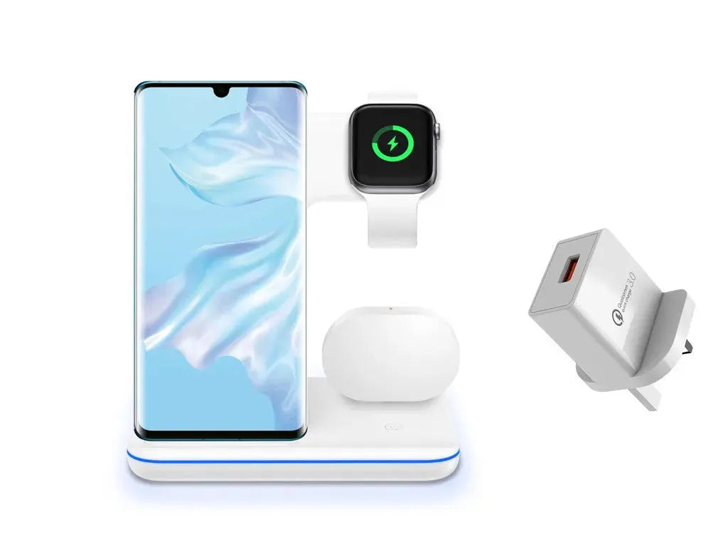 Compatible Mobile Phone Watch Earphone Wireless Charger 3 In 1 Wireless Charger Stand - Bellarte Enchanté Compatible Mobile Phone Watch Earphone Wireless Charger 3 In 1 Wireless Charger Stand